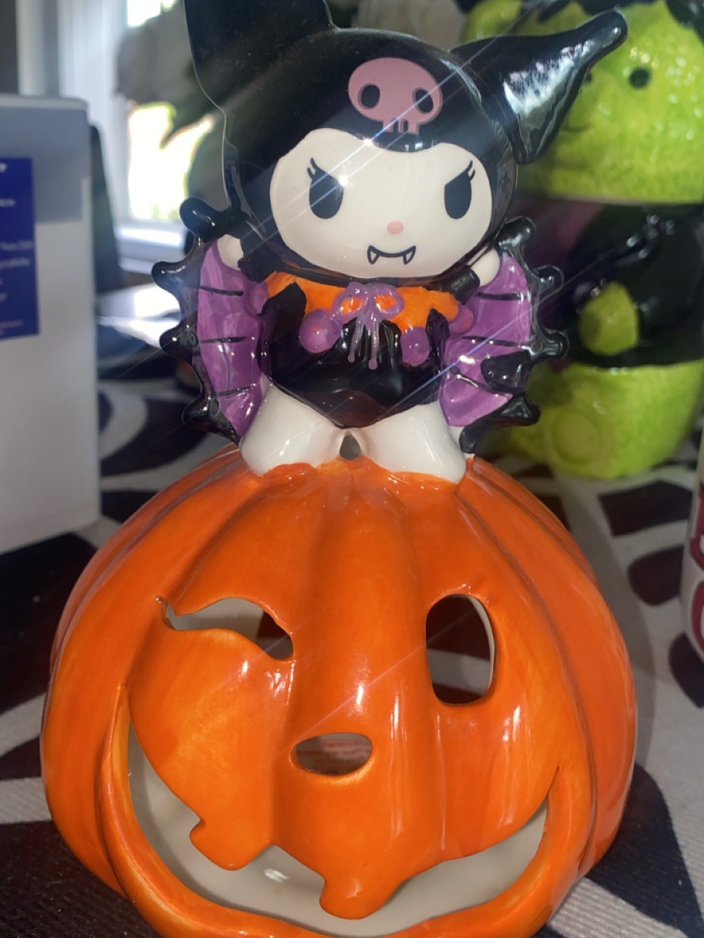 Sanrio Kuromi Halloween Figurine in Orange, Black & Purple Tea light Holder